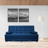 Sofá Cama Portmann Azul Petróleo 190x95cm con Cuatro Cojines - Sofas y Poltronas | Bylmo