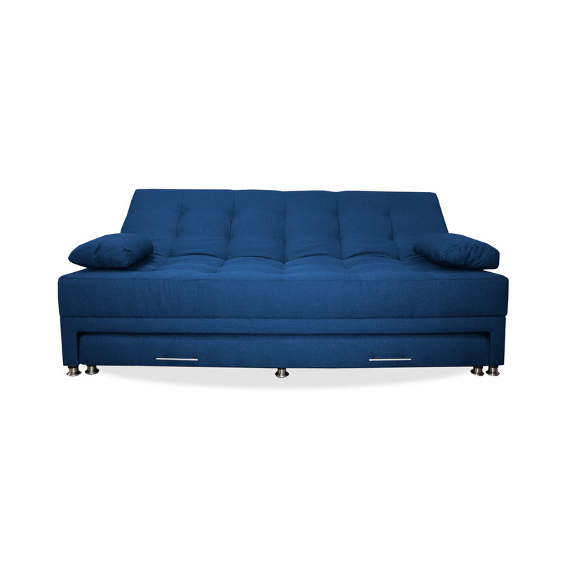 Sofá Cama Portmann Azul Petróleo 190x95cm Con Cuatro Cojines