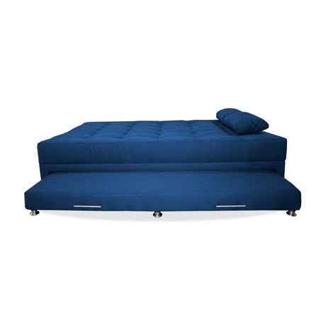 Sofá Cama Portmann Azul Petróleo 190x95cm con Cuatro Cojines - Sofas y Poltronas | Bylmo