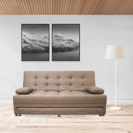 Sofá Cama Portmann Camel 190x95cm con Cuatro Cojines - Sofas y Poltronas | Bylmo