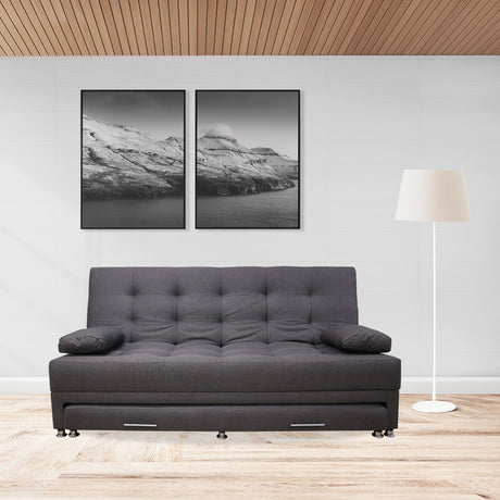 Sofá Cama Portmann Gris 190x95cm con Cuatro Cojines - Sofas y Poltronas | Bylmo