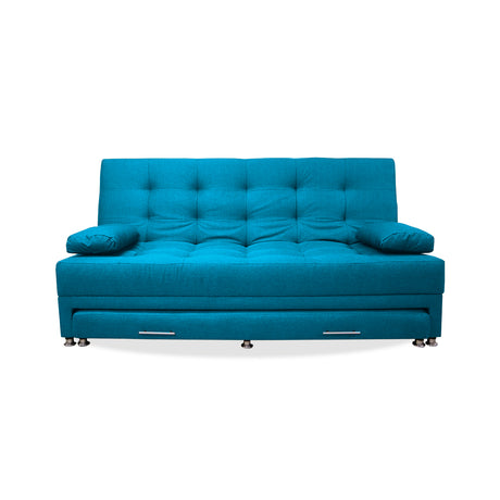 Sofá Cama Portmann Turquesa 190x95cm con Cuatro Cojines - Sofas y Poltronas | Bylmo