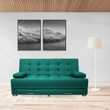Sofá Cama Portmann Verde 190x95cm con Cuatro Cojines - Sofas y Poltronas | Bylmo