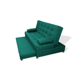 Sofá Cama Portmann Verde 190x95cm con Cuatro Cojines - Sofas y Poltronas | Bylmo