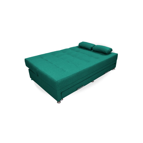 Sofá Cama Portmann Verde 190x95cm con Cuatro Cojines - Sofas y Poltronas | Bylmo