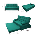 Sofá Cama Portmann Verde 190x95cm con Cuatro Cojines - Sofas y Poltronas | Bylmo