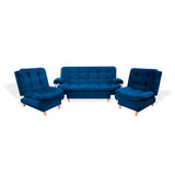 Sala Clic Clac Keller Azul Petróleo 175x90cm con Dos Sillas Clic Clac y Un Sofá Cama - Sofas y Poltronas | Bylmo