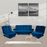 Sala Clic Clac Keller Azul Petróleo 175x90cm con Dos Sillas Clic Clac y Un Sofá Cama - Sofas y Poltronas | Bylmo