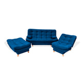 Sala Clic Clac Keller Azul Petróleo 175x90cm con Dos Sillas Clic Clac y Un Sofá Cama - Sofas y Poltronas | Bylmo
