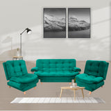 Sala Clic Clac Keller Verde 175x90cm con Dos Sillas Clic Clac y Un Sofá Cama - Sofas y Poltronas | Bylmo