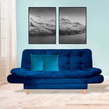 Sofá Cama Meier Azul Petróleo 175x90cm con Dos Cojines - Sofas y Poltronas | Bylmo