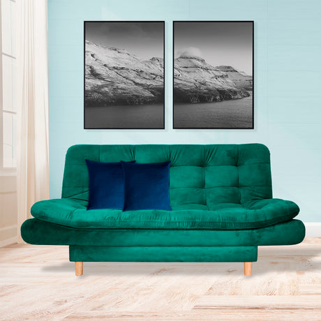 Sofá Cama Meier Verde 175x90cm con Dos Cojines - Sofas y Poltronas | Bylmo