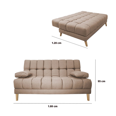 Sofá Cama Baumann Camel 180x90cm con Cuatro Cojines - Sofas y Poltronas | Bylmo