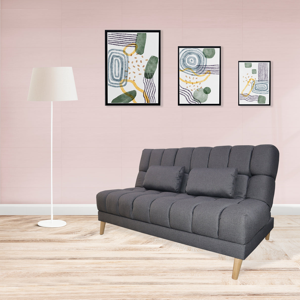 Sofá Cama Baumann Gris 180x90cm con Cuatro Cojines - Sofas y Poltronas | Bylmo