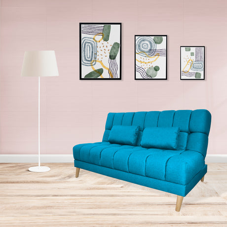 Sofá Cama Baumann Turquesa 180x90cm con Cuatro Cojines - Sofas y Poltronas | Bylmo