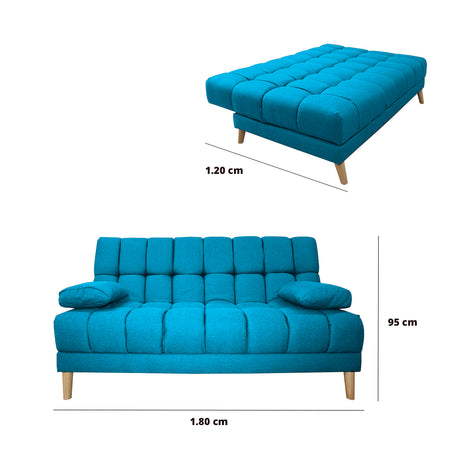 Sofá Cama Baumann Turquesa 180x90cm con Cuatro Cojines - Sofas y Poltronas | Bylmo