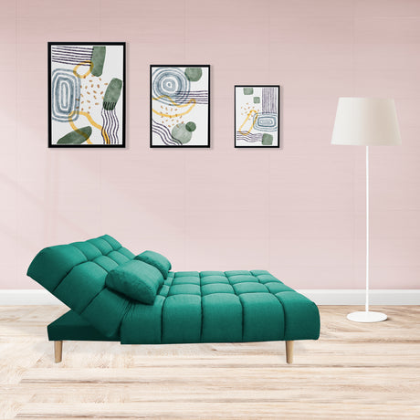 Sofá Cama Baumann Verde 180x90cm con Cuatro Cojines - Sofas y Poltronas | Bylmo