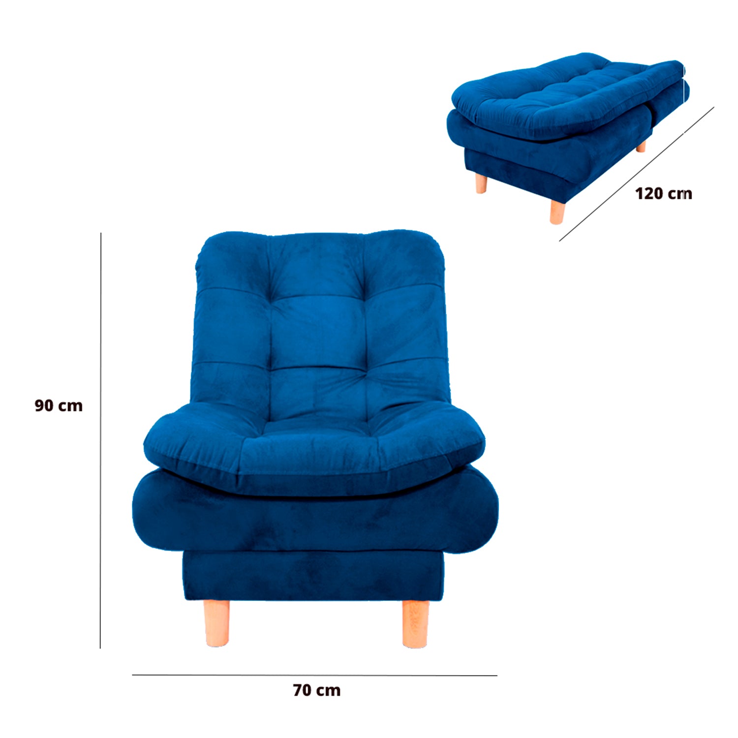 Poltrona Meier Azul PetrΓ³leo 70x90cm Reclinable