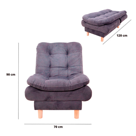 Poltrona Meier Gris 70x90cm Reclinable - Sofas y Poltronas | Bylmo