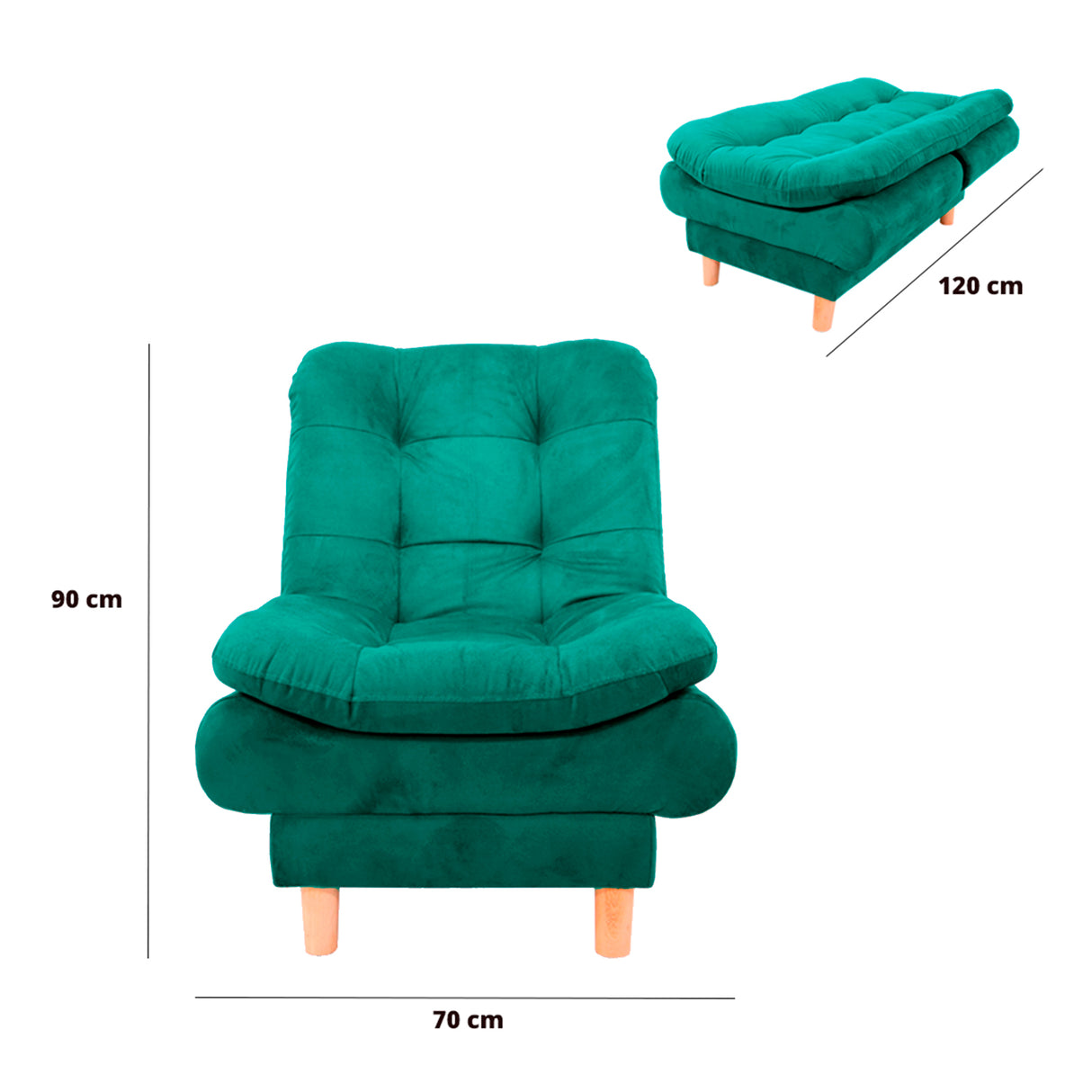 Poltrona Meier Verde 70x90cm Reclinable - Sofas y Poltronas | Bylmo