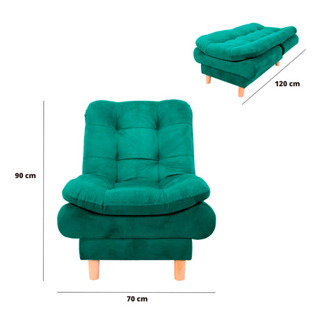 Poltrona Meier Verde 70x90cm Reclinable - Sofas y Poltronas | Bylmo