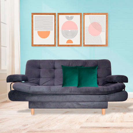 Sofá Cama Keller Gris 175x90cm con Dos Cojines - Sofas y Poltronas | Bylmo