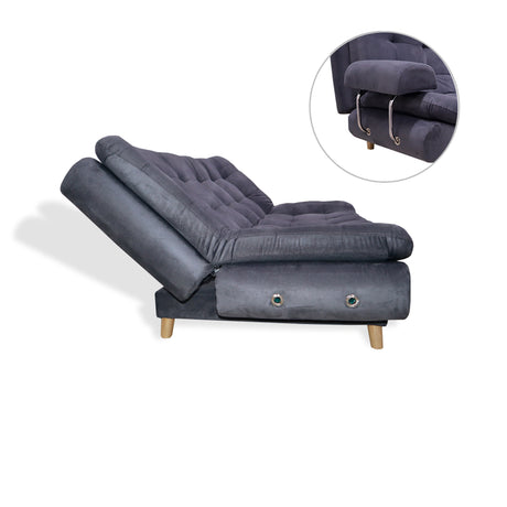 Sofá Cama Keller Gris 175x90cm con Dos Cojines - Sofas y Poltronas | Bylmo