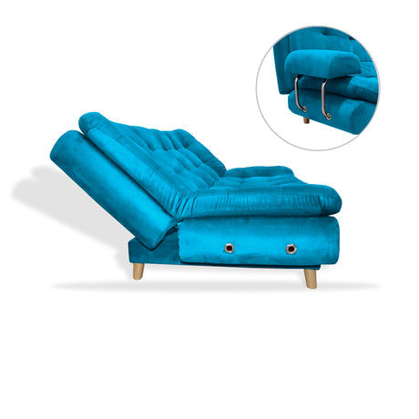 Sofá Cama Keller Turquesa 175x90cm con Dos Cojines - Sofas y Poltronas | Bylmo