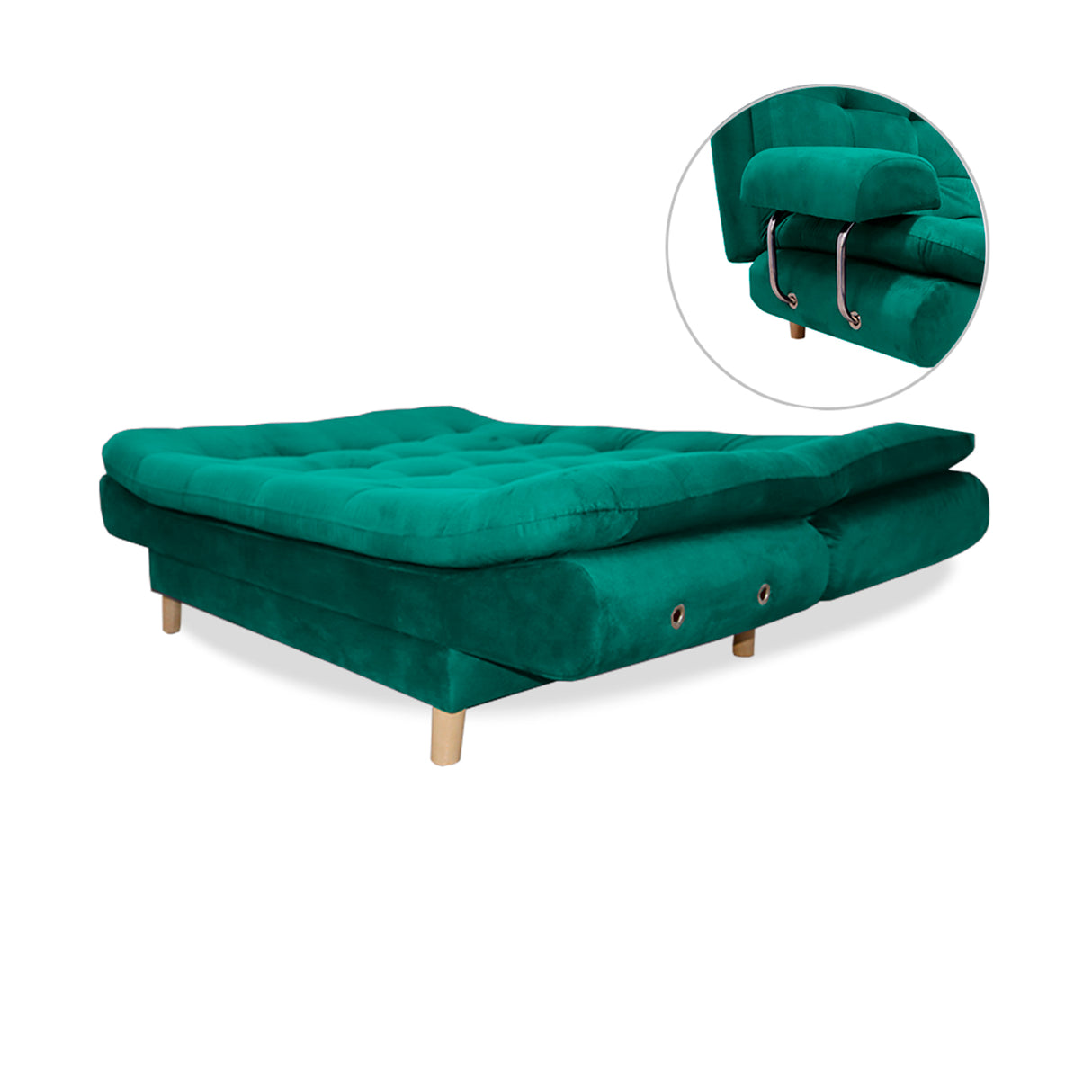 Sofá Cama Keller Verde 175x90cm con Dos Cojines - Sofas y Poltronas | Bylmo