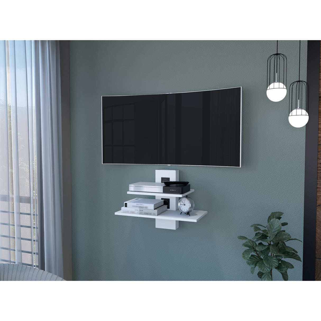 Repisa para TV Burgos Blanco 60.1x43.7cm Para TV hasta 45 Pulgadas - Muebles de TV | Bylmo