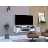 Repisa para TV Glen Blanco 125.1x26.8cm Flotante con Ranuras para Cables - MUEBLES DE TV | Bylmo