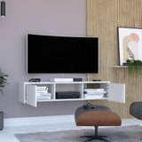 Repisa para TV Glen Blanco 125.1x26.8cm Flotante con Ranuras para Cables - MUEBLES DE TV | Bylmo