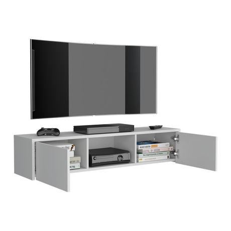 Repisa para TV Glen Blanco 125.1x26.8cm Flotante con Ranuras para Cables - MUEBLES DE TV | Bylmo
