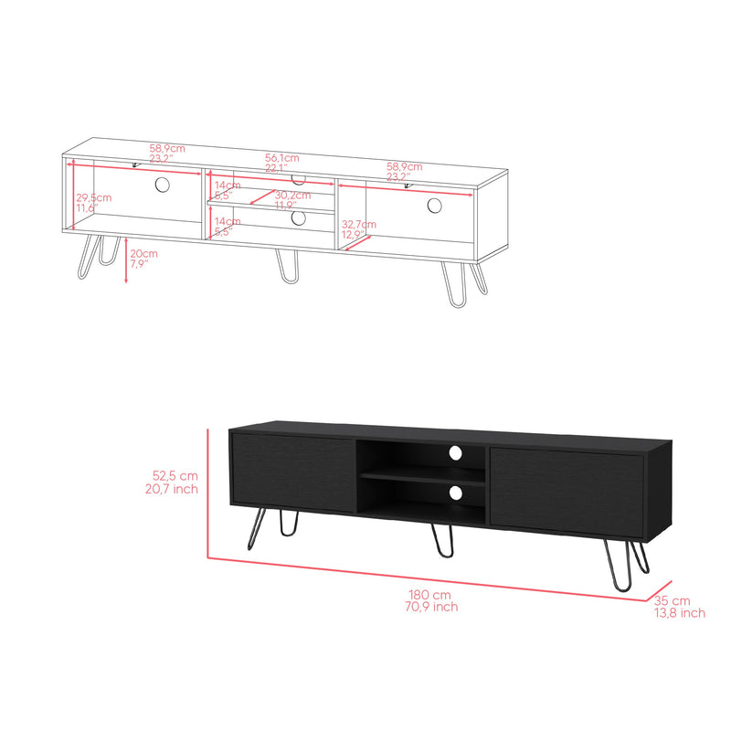 Rack De Tv Vassel Wengue 180x52.5cm Para Tv Hasta 70 Pulgadas