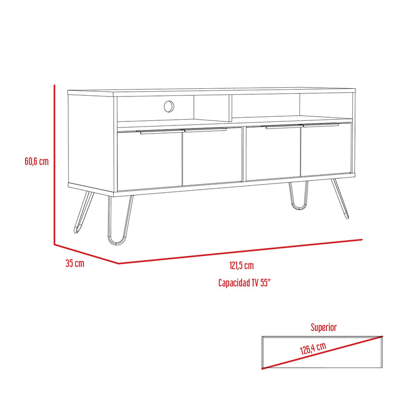 Mesa Para Tv Vegas Miel 121.5x60.6cm Para Tv Hasta 55 Pulgadas