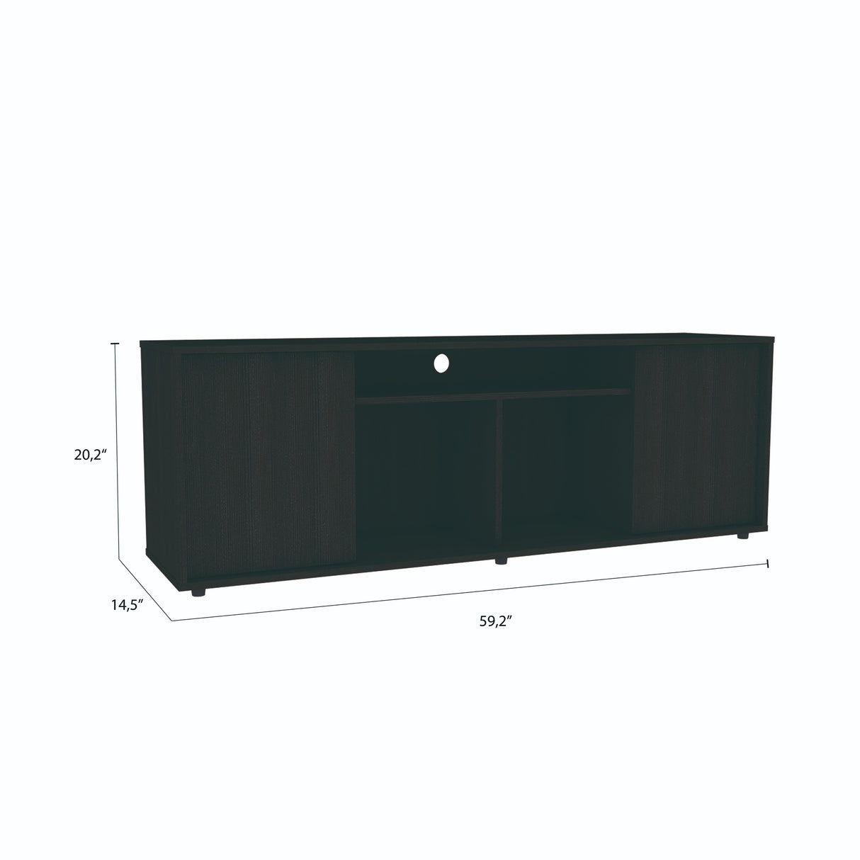 Rack de TV Prana Wengue 150.4x51.5cm Para TV hasta 65 Pulgadas - Muebles de TV | Bylmo
