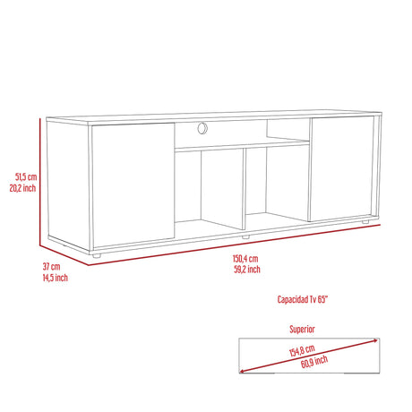 Rack de TV Prana Wengue 150.4x51.5cm Para TV hasta 65 Pulgadas - Muebles de TV | Bylmo