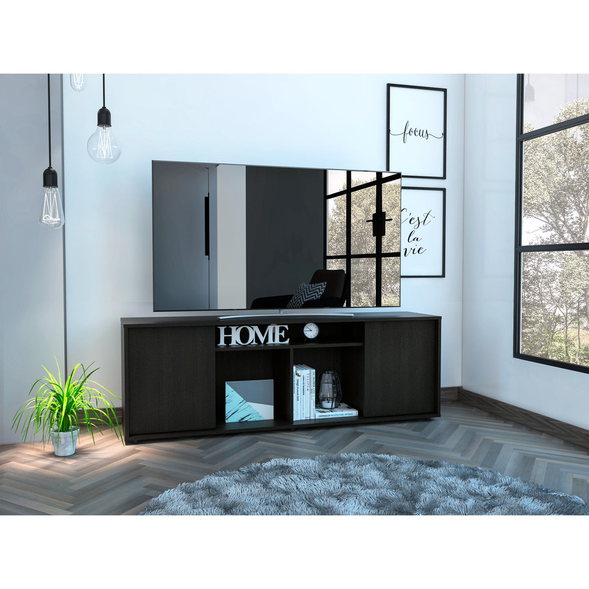 Rack de TV Prana Wengue 150.4x51.5cm Para TV hasta 65 Pulgadas - Muebles de TV | Bylmo