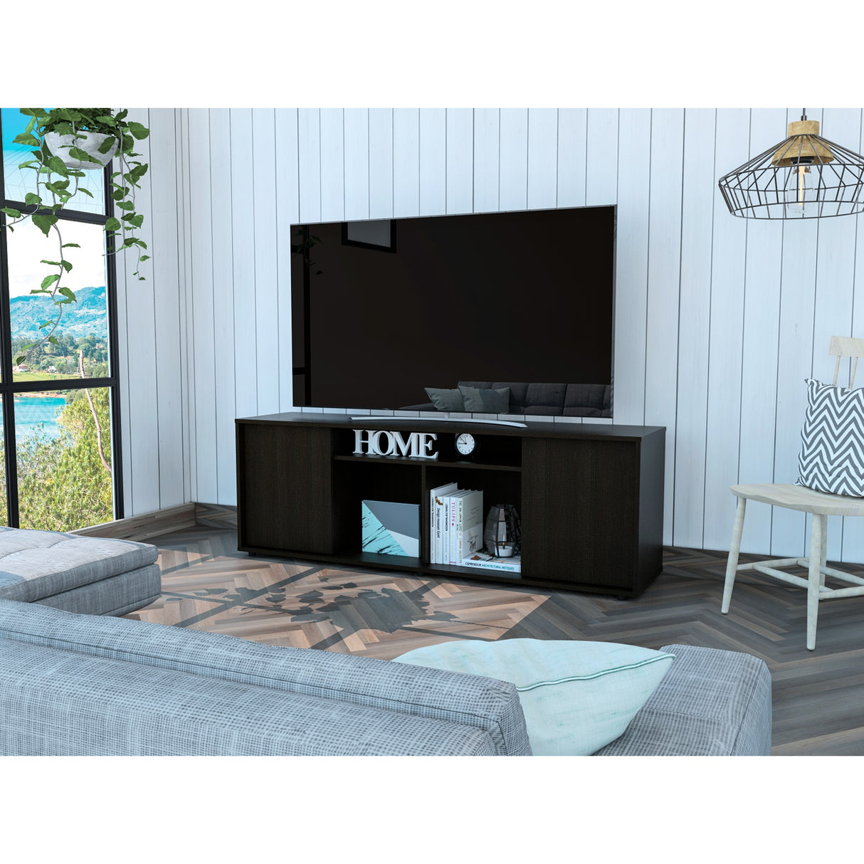 Rack de TV Prana Wengue 150.4x51.5cm Para TV hasta 65 Pulgadas - Muebles de TV | Bylmo