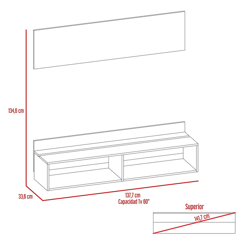 Panel De Tv Ravena Miel 137.7x134.6cm Para Tv Hasta 60 Pulgadas