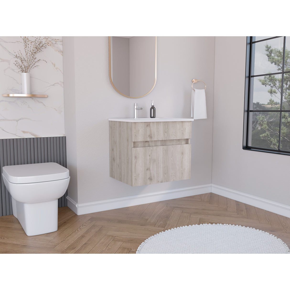 Mueble para Lavamanos Aydin Ceniza 59.1x52cm Sin Lavamanos - Muebles para Lavamanos | Bylmo