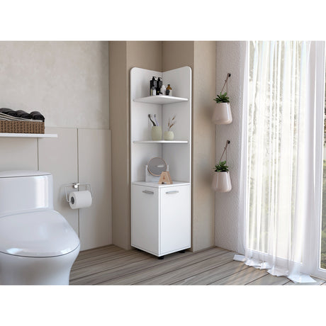 Mueble para Baño Esquinero Malibu Blanco 37.5x158 cm con Entrepaños - Muebles para Baño | Bylmo