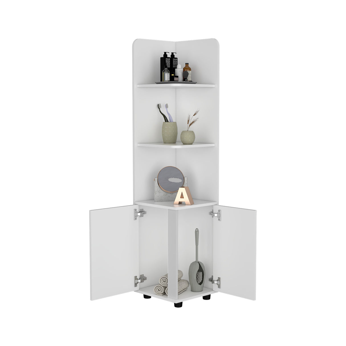 Mueble para Baño Esquinero Malibu Blanco 37.5x158 cm con Entrepaños - Muebles para Baño | Bylmo