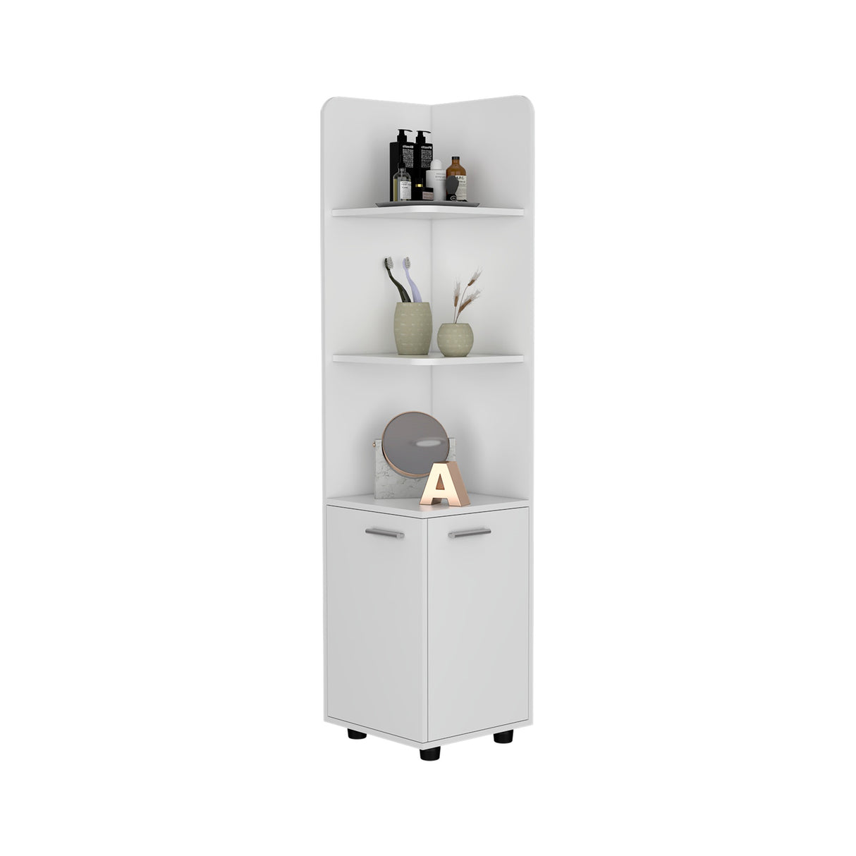 Mueble para Baño Esquinero Malibu Blanco 37.5x158 cm con Entrepaños - Muebles para Baño | Bylmo
