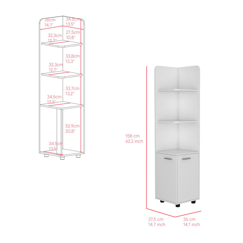 Mueble Para Baño Esquinero Malibu Blanco 37.5x158 Cm Con Entrepaños