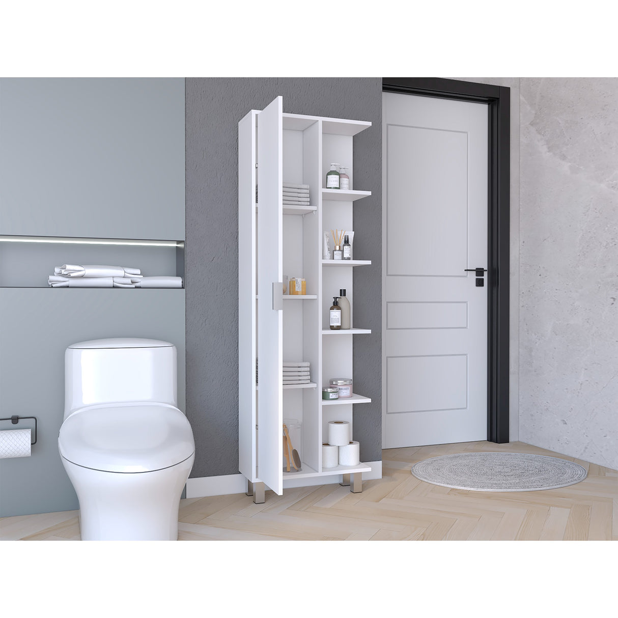Armario de Baño Crovie Blanco 53.2x160cm con Entrepaños - Muebles para Baño | Bylmo