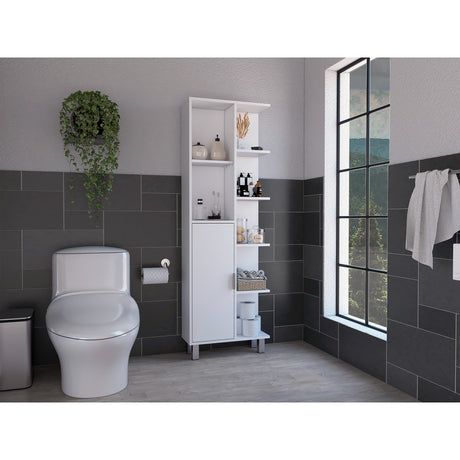 Armario de Baño Tain Blanco 53.2x160cm con Entrepaños - Muebles para Baño | Bylmo
