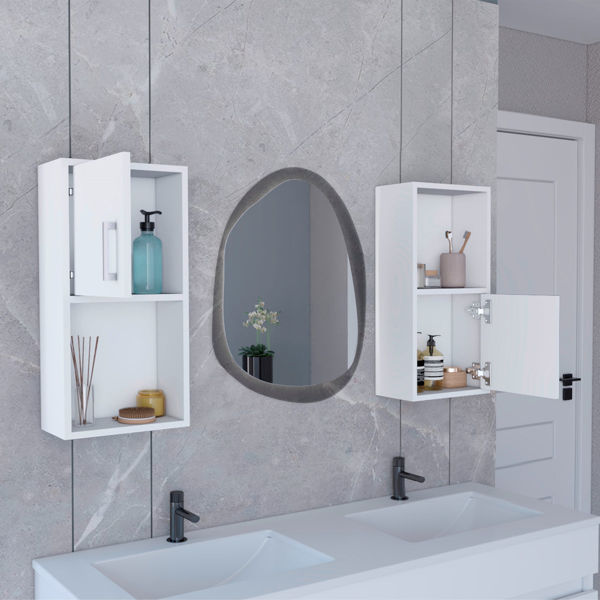 Estanteria para Baño Bath R Blanco 30x60.1cm sin Cajones y con Dos Entrepaños