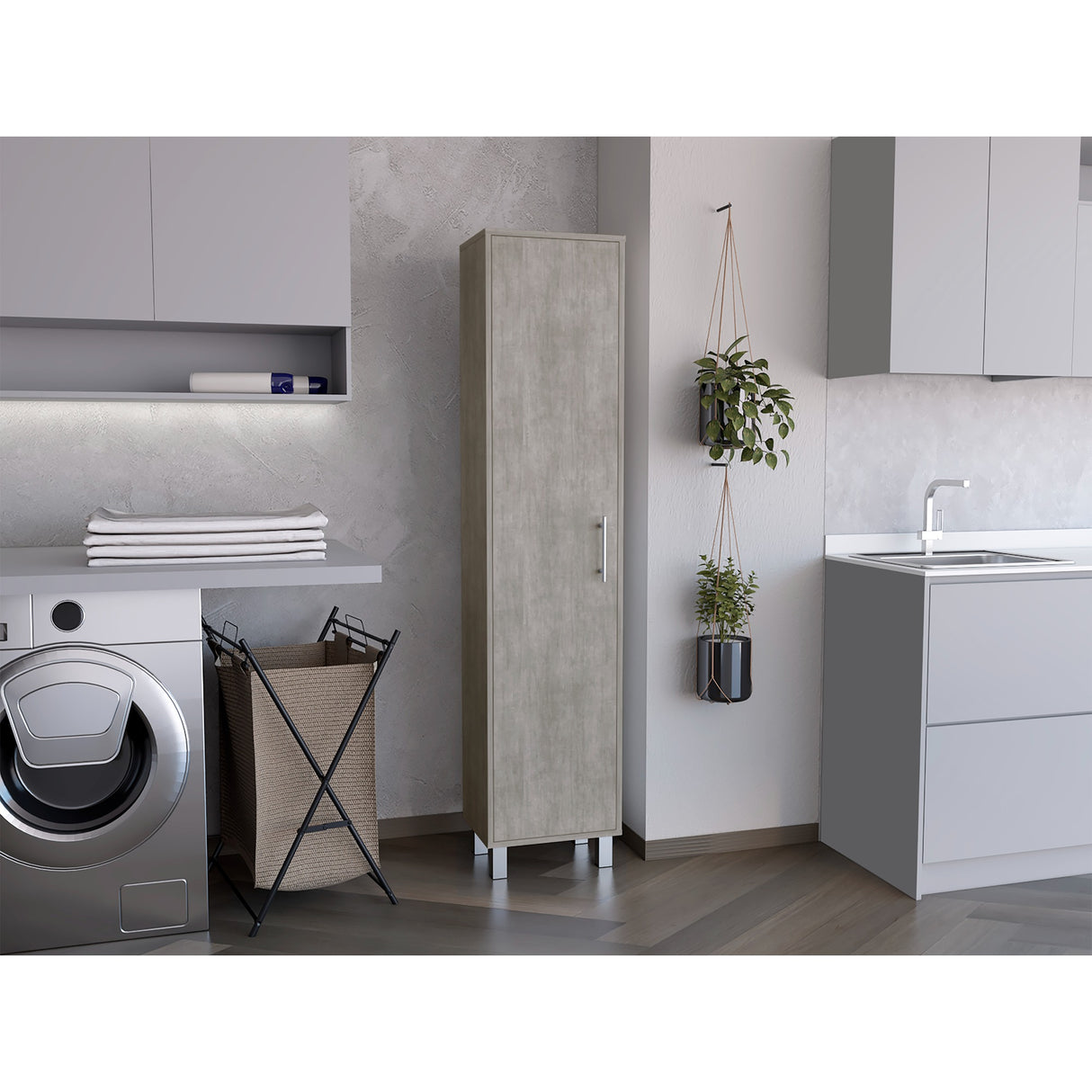 Organizador de Aseo Laska Cemento 40x180cm con Una Puerta - Muebles de Aseo y Ropas | Bylmo