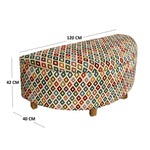 Banqueta Moon Media Luna Gobelino 100x42cm Multicolor Con Baul